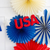 USA Puffy Felt Banner | 4th of July Banner, Patriotic Garland, Summer Birthday Party, 4th of July Party Decor, USA Photo Booth Banner