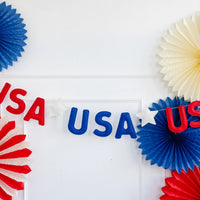 USA Puffy Felt Banner | 4th of July Banner, Patriotic Garland, Summer Birthday Party, 4th of July Party Decor, USA Photo Booth Banner