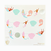 Product packaging for Under the Sea Thingamajigs showing mermaids, clamshells, and bubbly ocean elements in pastel colors.