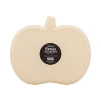 Back of pumpkin bamboo tray showing natural bamboo fiber and Vintage Halloween label.
