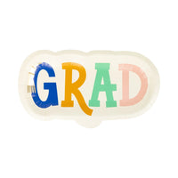 Colorful GRAD Shaped Plate, 8ct | Graduation Party, Graduation Paper Plates, Grad Party Decor, Graduation Decor, Kids Graduation, Preschool