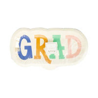 Colorful GRAD Shaped Plate, 8ct | Graduation Party, Graduation Paper Plates, Grad Party Decor, Graduation Decor, Kids Graduation, Preschool