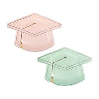 Pink and Green Grad Cap Plates, 8ct | Graduation Paper Plates, Grad Party Decor, Graduation Decor, Kids Graduation, Preschool Graduation