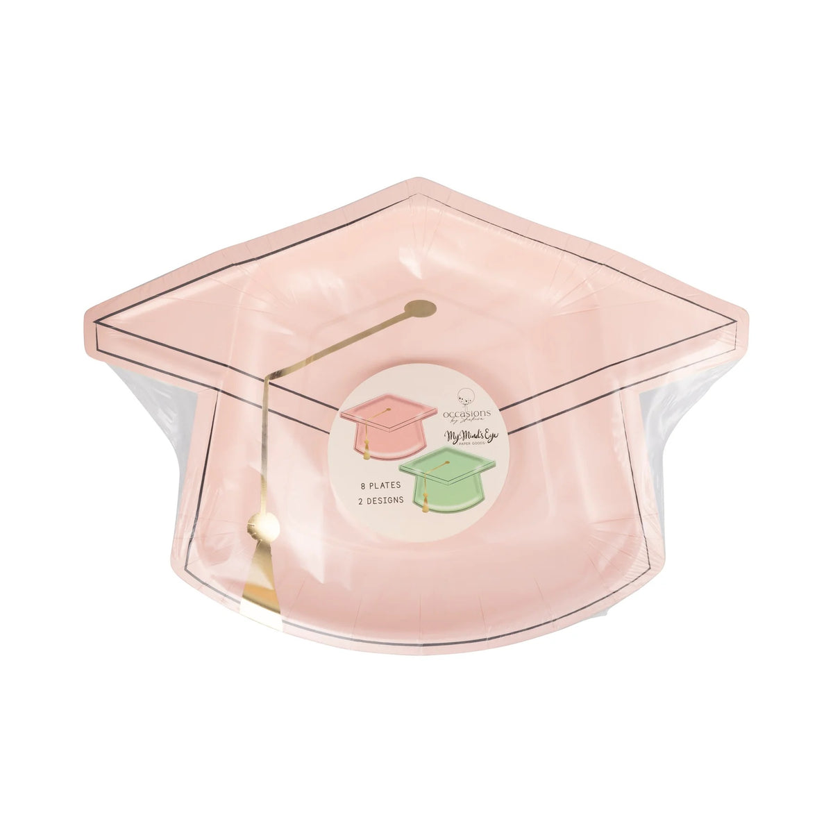 Pink and Green Grad Cap Plates, 8ct | Graduation Paper Plates, Grad Party Decor, Graduation Decor, Kids Graduation, Preschool Graduation
