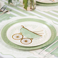 Floral Elegance Sage Dessert Plates