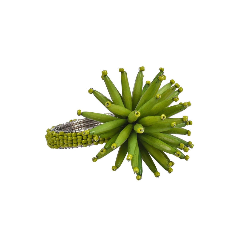 Green beaded napkin rings. 