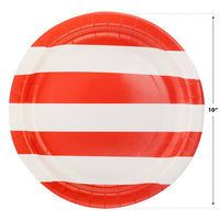 These red striped paper plates are a perfect match for your patriotic party! With a bold design, these plates pair nicely with our star plates for an all-American celebration.
