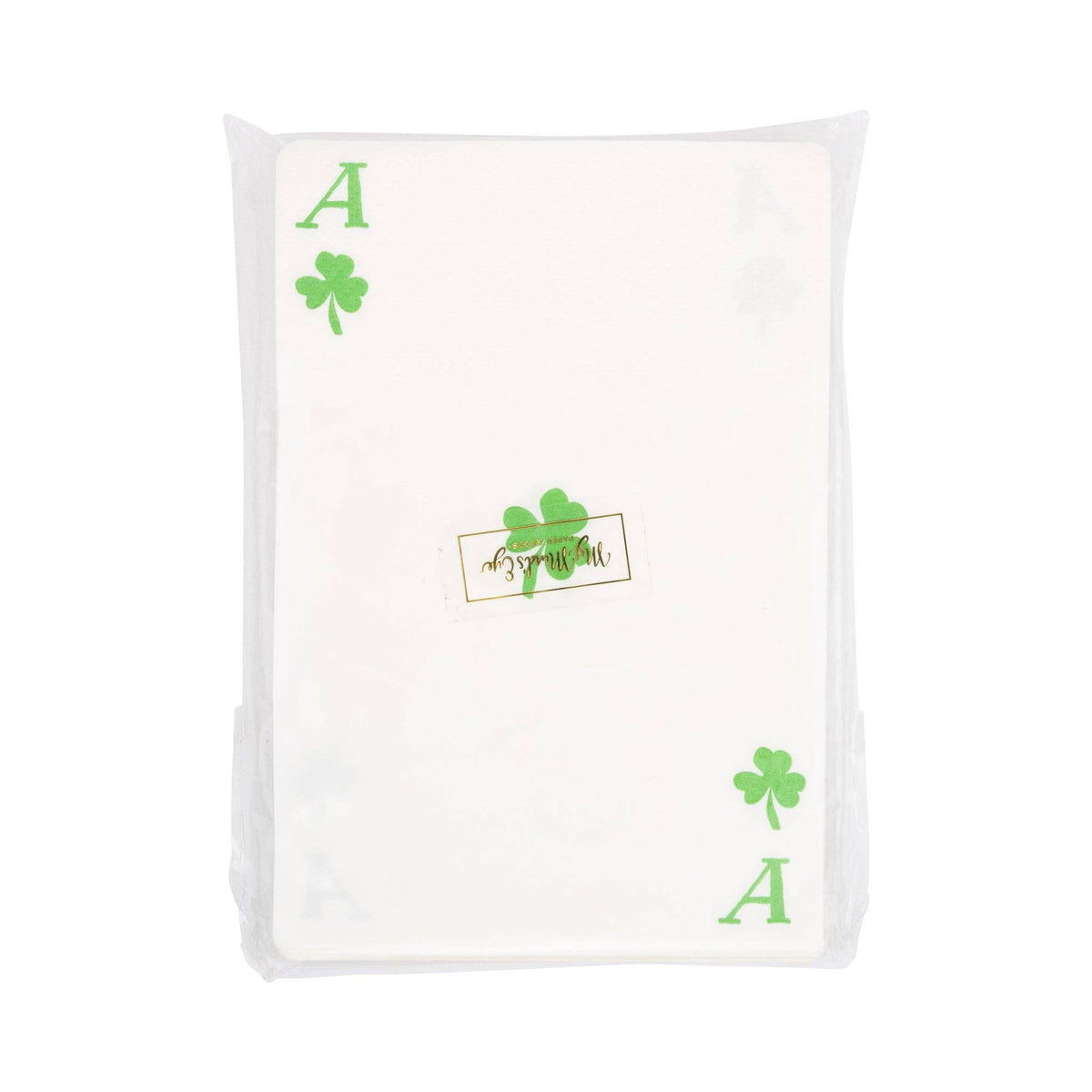 Packaging of ace of clovers dinner napkins for St. Patrick’s Day celebrations