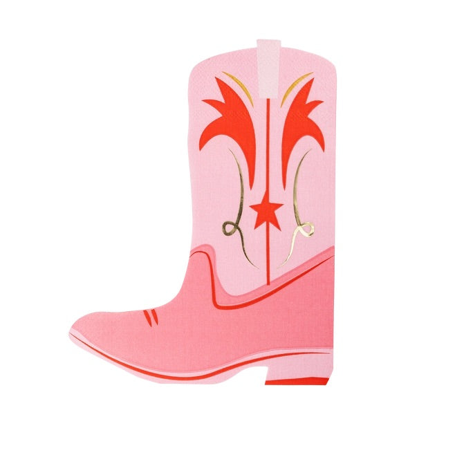 Pink Cowgirl Boot Paper Napkins 18ct | First Rodeo Birthday | Disco Cowgirl Birthday | Bride's Last Rodeo Bachelorette | Cowgirl Party Decor