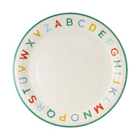 Alphabet paper plate with colorful ABC border.
