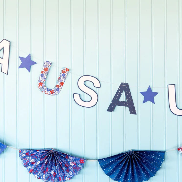 Americana Bunting Banner | 4th of July Banner, Patriotic Banner, Patriotic Paper Banner, 4th of July Party, Memorial Day Party, Garland