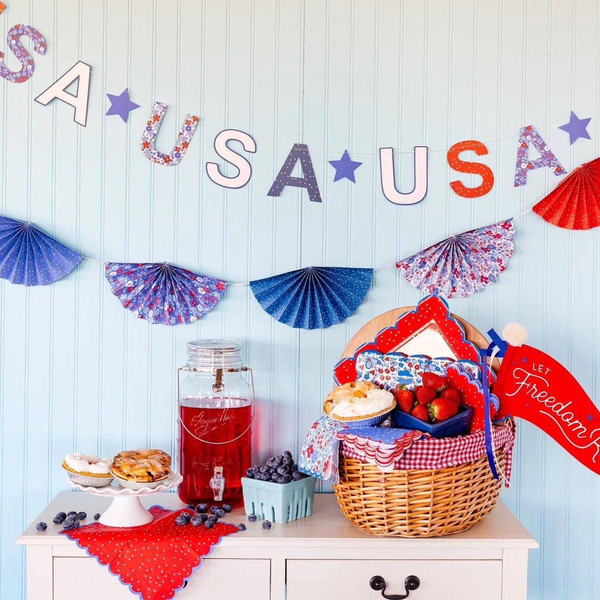 Americana Bunting Banner | 4th of July Banner, Patriotic Banner, Patriotic Paper Banner, 4th of July Party, Memorial Day Party, Garland