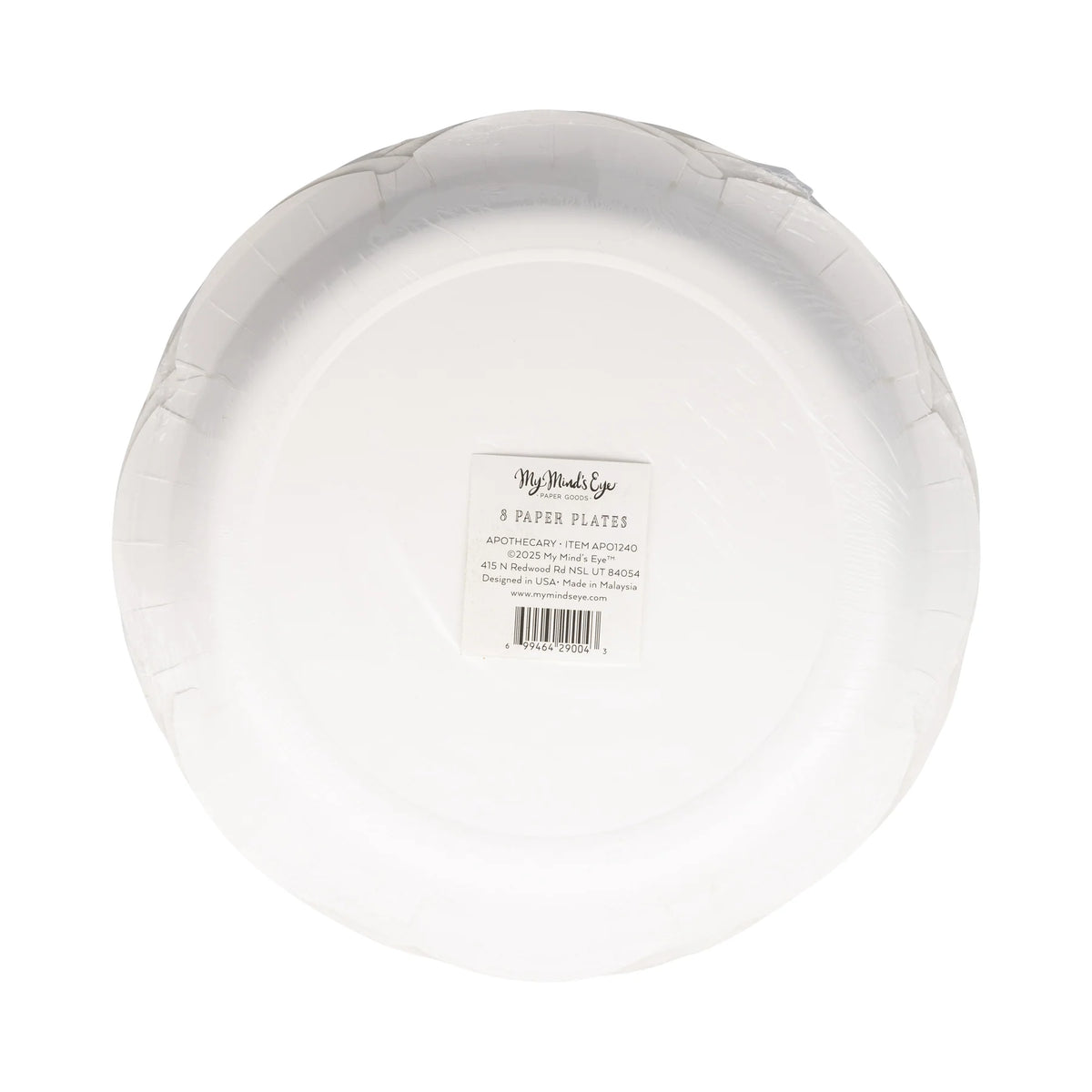 Back view of sealed plate pack with product label and barcode