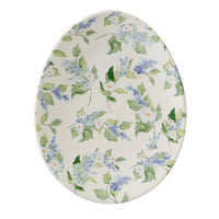 Easter plates shaped like oval eggs with different blue and green designs - perfect for Spring Table