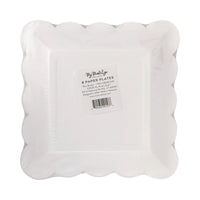 Back of the package showing the label, product dimensions, and quantity for the Christmas dessert plates.