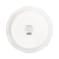 Back of the packaged disposable dinner plates showing the size and product information.