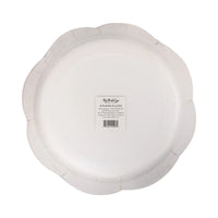 Back of the packaged disposable dinnerware showing the size and product information.