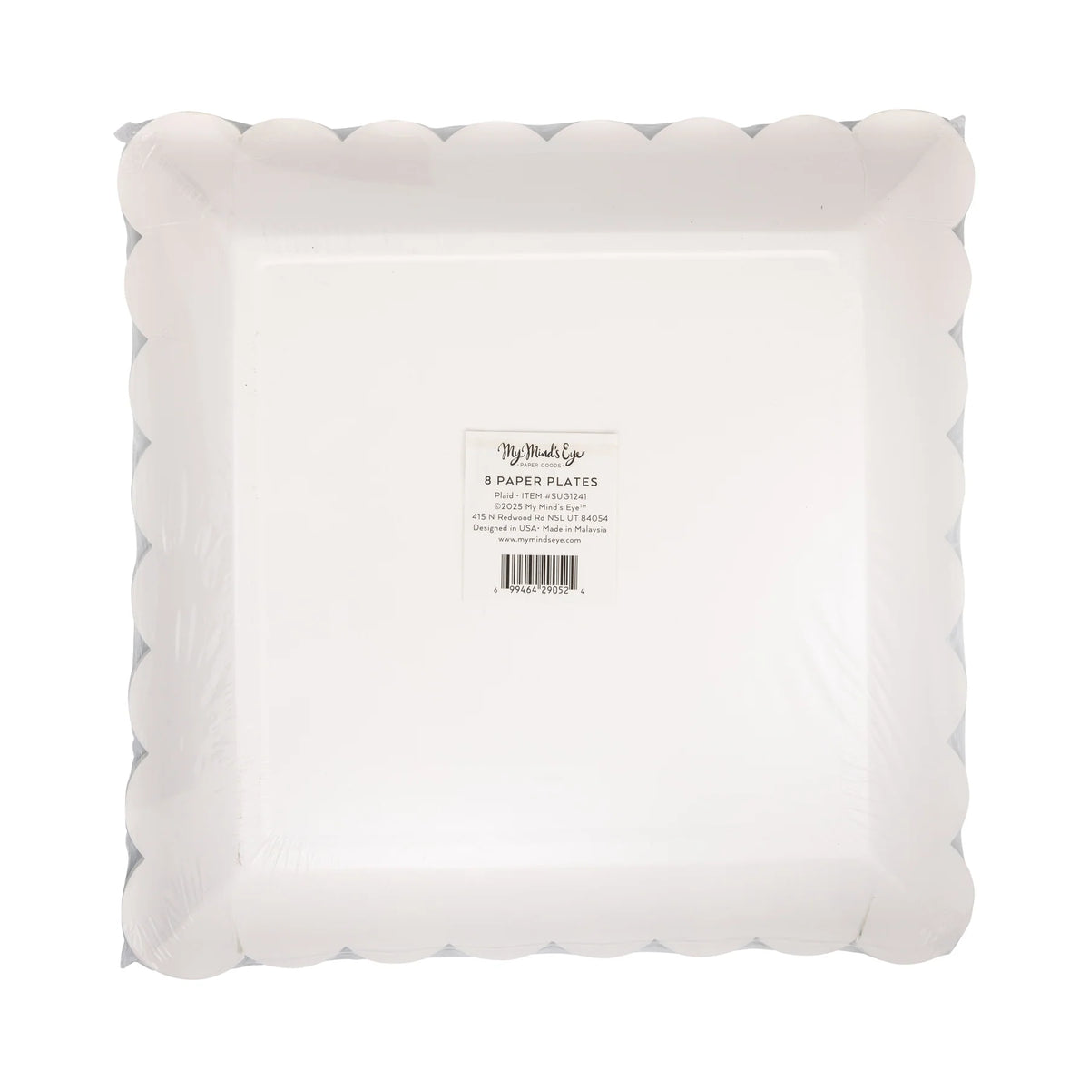 Back of the packaged holiday buffet plates showing the size and product information.