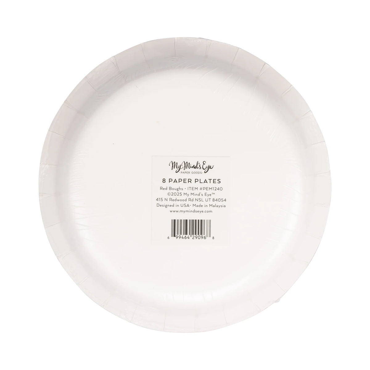 Back of the packaged paper dessert plates showing the size and product information.