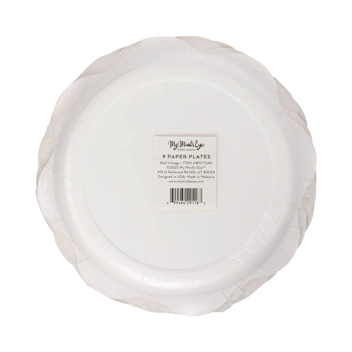Back of the packaged holiday appetizer plates showing the size and product information.