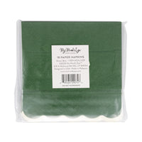 Back of the packaged scalloped edge napkins showing the quantity and product information label.