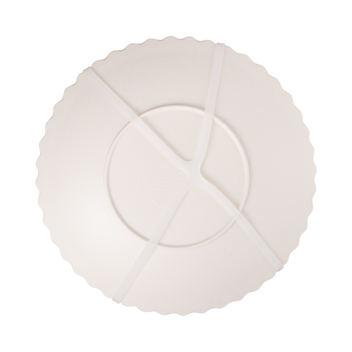 Back of the bamboo plate showing the plain cream underside and dividers.