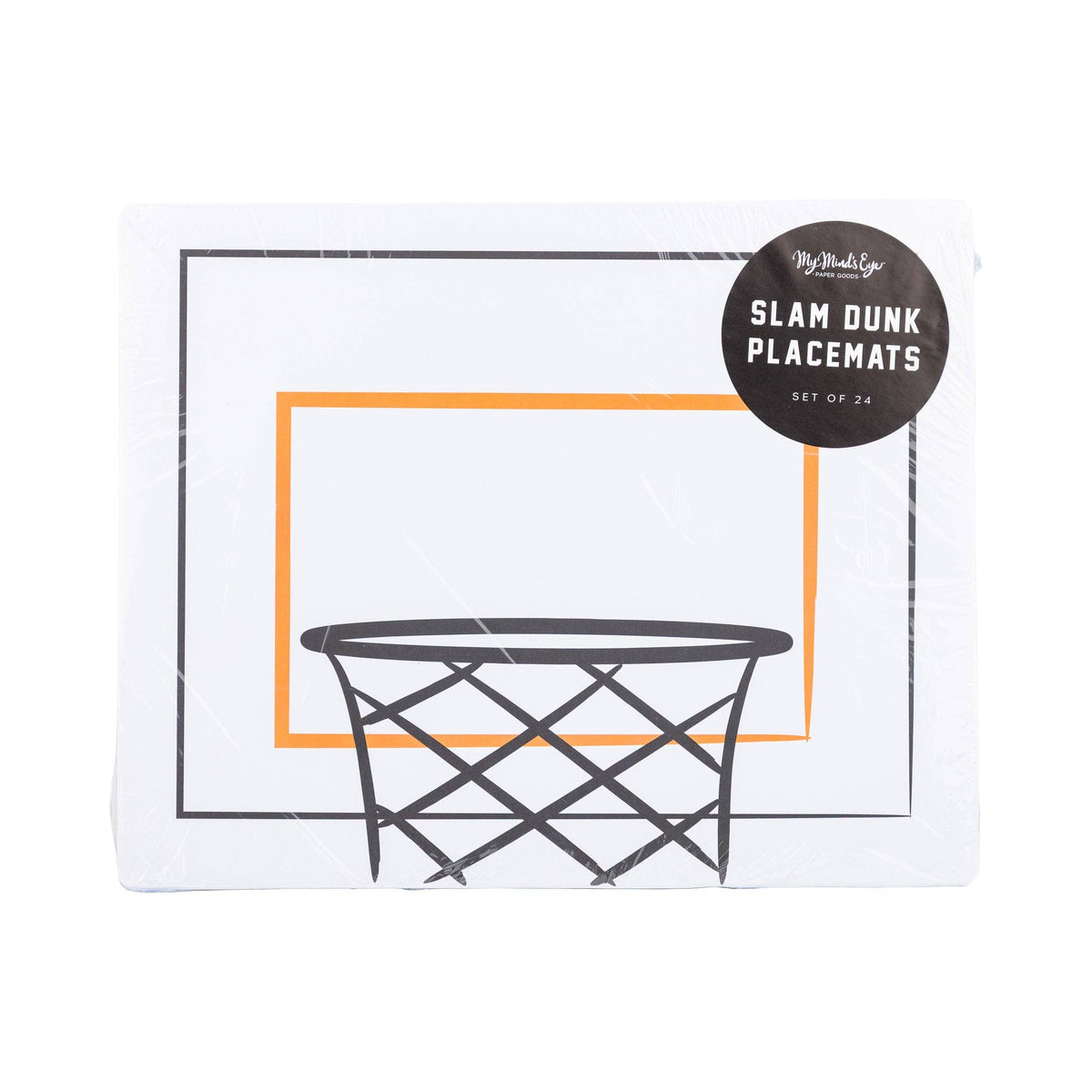 Packaged set of Slam Dunk basketball backboard placemats for sports parties