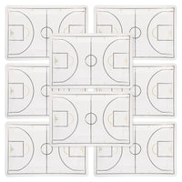 Set of eight basketball court plates arranged in a grid.