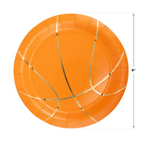 Single 9-inch basketball plate with gold lines—sturdy paper plates.