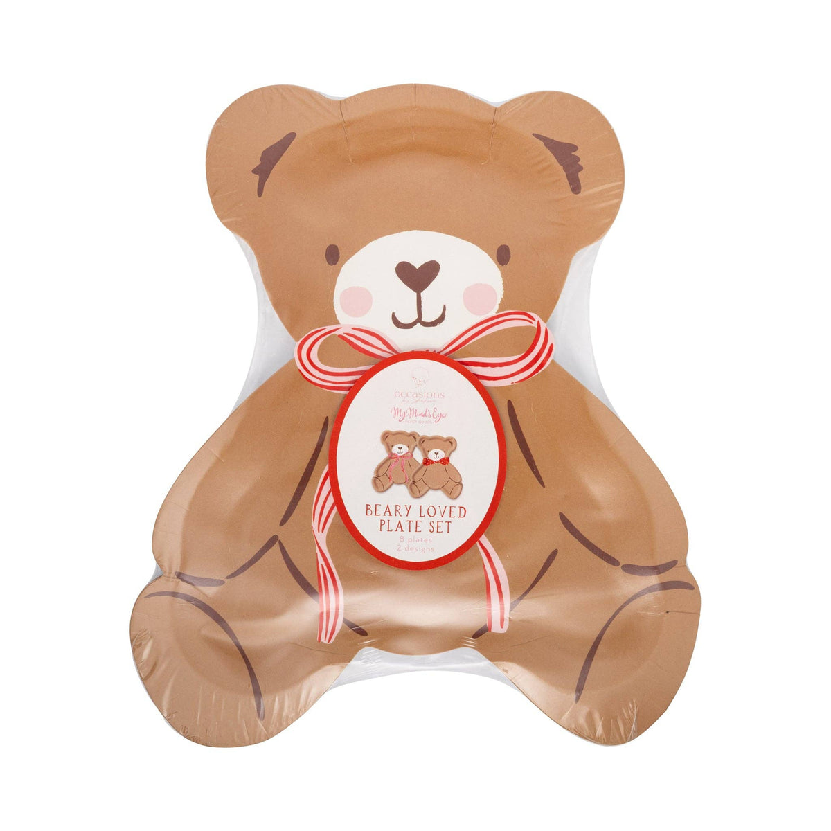 Packaged teddy bear plate set labeled Beary Loved
