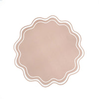 beige wavy scallop paper placemat with layered scalloped border
