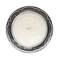 Single Black Bracket Edge Paper Plate on white background highlighting scalloped border detail