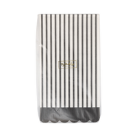 Front view of the packaging of a black and white striped paper napkin with a gold My Mind's Eye.