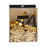 Boxed set of black and gold New Year’s Eve party hats