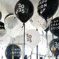 Black and white graduation balloon decorations
