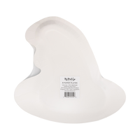 Back view of witch paper plate on a white background.