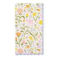 Blossom Floral Easter napkin with pastel flowers and scalloped edge.
