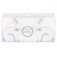 Front packaging of blue bunny Easter banner set.