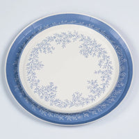 Stacked blue floral dinner plate and dessert plate