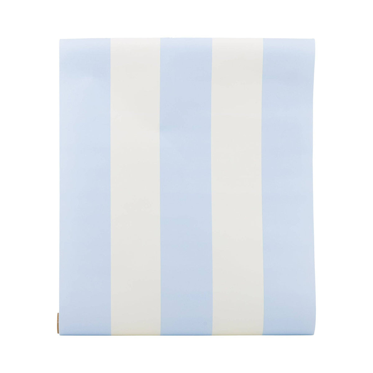 Blue and cream striped paper table runner  on a white background