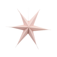 Single blush-pink 3D paper star hanging on a white background.