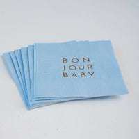 Bonjour Baby Blue Paper Cocktail Napkins