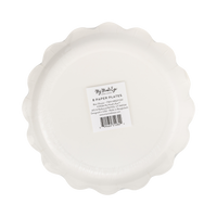 Back packaging of a paper plate with a label on a white background.