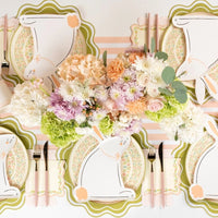 botanical plates styled with bunny decor for spring table.