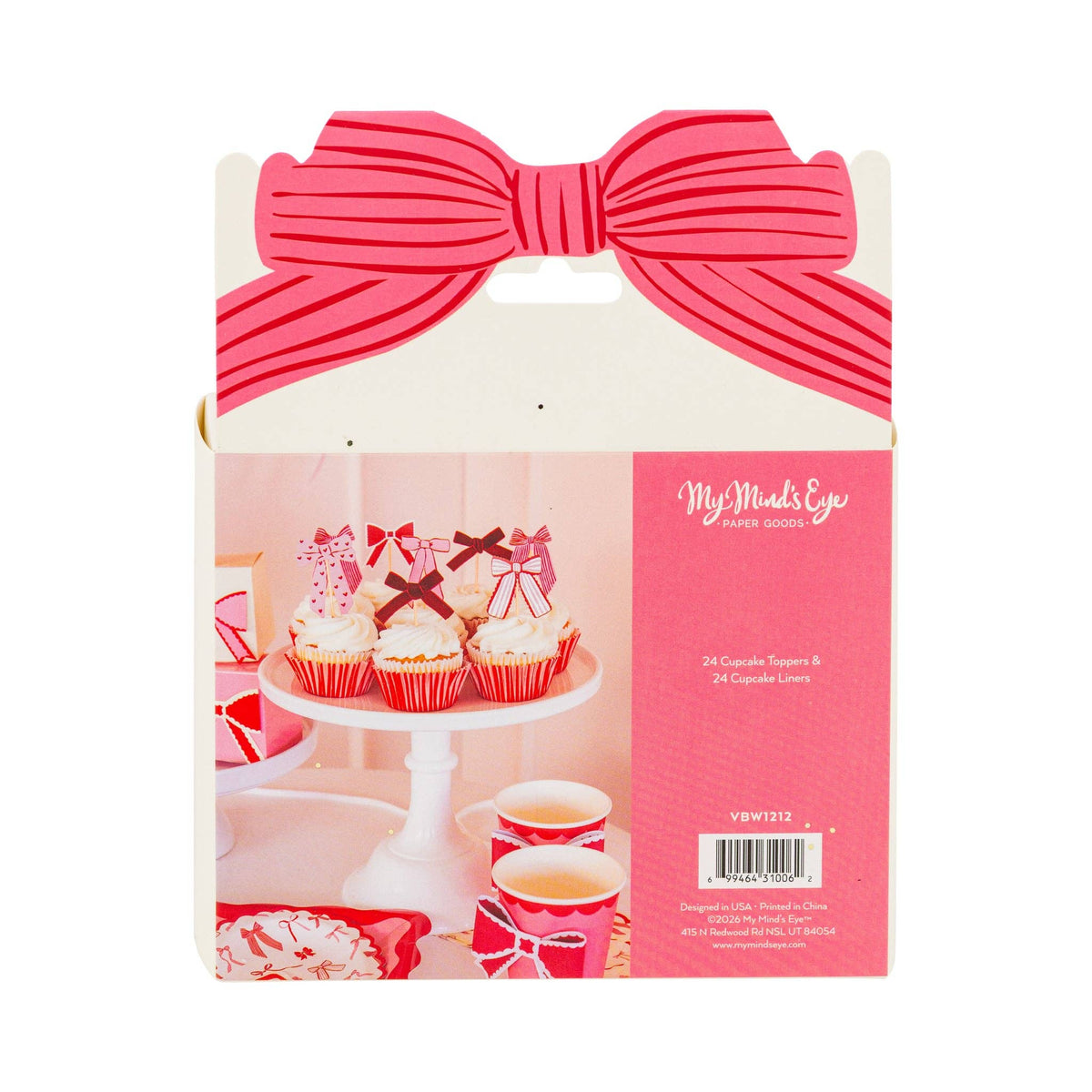 Bow Cupcake Kit back packaging showing included contents