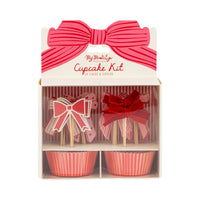 Bow Cupcake Kit packaging with cupcake toppers and baking liners