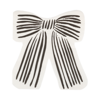 Cream bow-shaped napkin with black lines on a white background