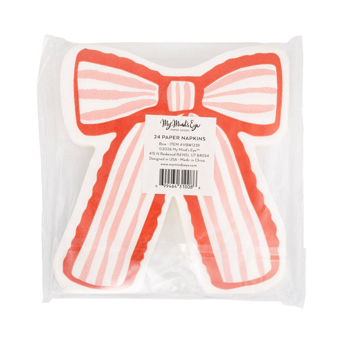 Back view of bow shaped napkin packaging