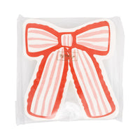 Front view of packaged bow shaped paper dinner napkins