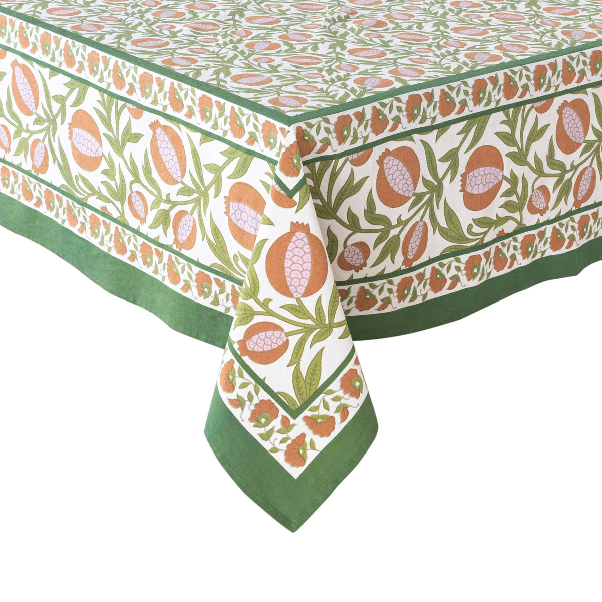 Spring floral tablecloth on an Easter tablescape.